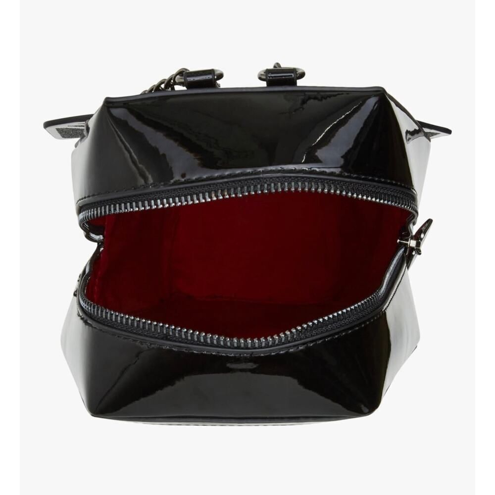 Betsey johnson patent leather kitsch coffin bat to the bone  backpack bag purse - Picture 5 of 16